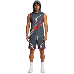 Custom 7 on 7 Sleeveless Hooded Football Jersey and Performance <b>Athletic</b> Shorts Uniform Set for Training Practice Tournament Gam - Product Image 1