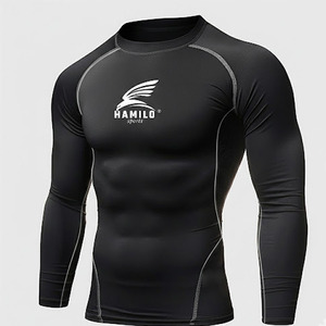 2024 High Quality Breathable <b>Compression</b> <b>Shirt</b> for Men <b>Custom</b> Logo Casual Solid Pattern Long Sleeve with O-Neck - Product Image 1