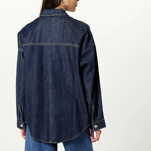 <b>Women's</b> Denim Trucker Jacket Full Sleeve Button Front Turn-down Collar Spring Casual Style Regular Length Standard Thickness - Product Image 3
