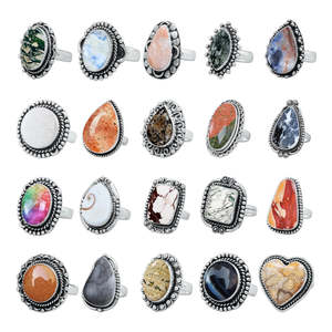 Handmade 925 Sterling Silver Unisex <b>Ring</b> Natural Mixed Gemstones <b>Fine</b> Jewelry for Wedding Anniversary Party Gift - Product Image 1