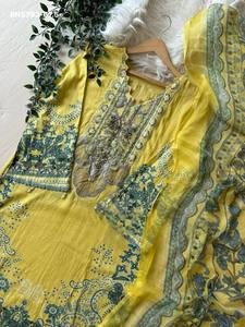 Diseño moderno, última colección, especial para Eid, conjunto de salwar-kameez y dupatta de algodón con estampado y bordado, fabricante de Surat. - Product Image 5