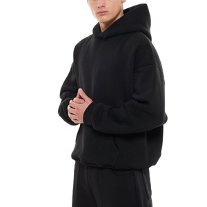 Ensemble survêtement homme noir à capuche, coupe ample, décontracté, avec poches latérales, en coton respirant - Product Image 6