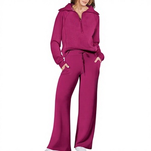 Ensemble de survêtement décontracté 2 pièces pour femme, coupe-vent d'hiver, avec cordon de serrage, doublure en maille et logo brodé – Vente en gros - Product Image 4