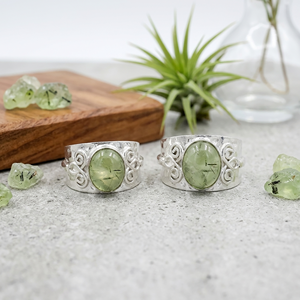 Natural Prehnite Oval Gemstone <b>Ring</b> Silver Plated Brass Statement <b>Ring</b> Wholesale Handmade Gemstone Jewelry for Women - Product Image 4