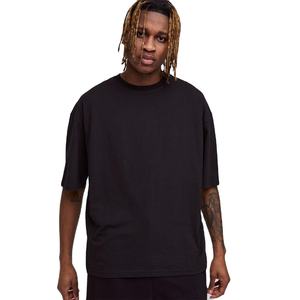 OEM de gran tamaño de cuello redondo de los hombres 100% de algodón al por mayor en blanco sólido transpirable hombro caído Unisex gráfico suelto camiseta para hombres - Product Image 1