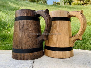 Jarra de cerveza de roble OakCraft personalizada, taza de madera de cerveza artesanal ecológica con logotipo personalizado para cumpleaños y aniversarios - Product Image 3