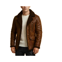 Manteau d'hiver pour homme en cuir de vache véritable, doublé de fourrure, écologique, coupe-vent, multi-poches, marron, fabricant OEM ODM en gros