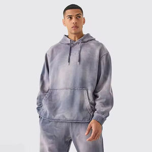 Men's Tie Dye Fleece Hoodie And Pants <b>Set</b> Plus Size Casual Autumn Wear 100% Cotton <b>Knitted</b> Drawstring Sweatshirt Tracksuit - Product Image 5