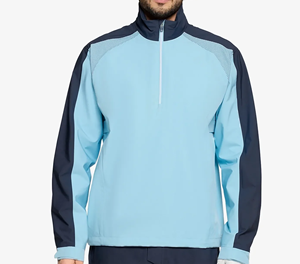 Veste de sport athlétique respirante pour homme, col zippé, bleu marine clair, coupe régulière, en polyester tricoté, idéale pour le printemps - Product Image 5