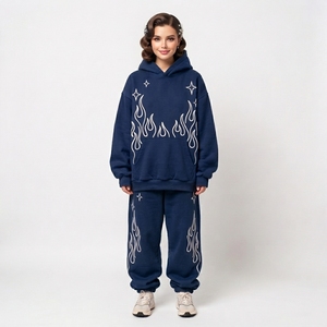 Chándal Unisex Personalizado, Ecológico, Tallas Grandes, Grueso, Transpirable, Invernal, Lavado Ácido, 20% Poliéster, 80% Algodón, Estilo Holgado - Product Image 1