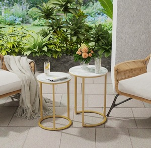 Stylish Modern Nesting <b>Tables</b> <b>Marble</b> Top with Gold Frame <b>Coffee</b> <b>Table</b> <b>Set</b> Elegant Home Living Room Furniture At Best Price - Product Image 5