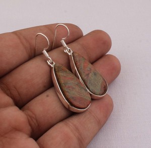 925 <b>Sterling</b> <b>Silver</b> Fossil Coral <b>Earrings</b> Natural Ancient Stone Rectangular <b>Dangle</b> <b>Earrings</b> Handmade Jewelry Wholesaler Custom - Product Image 2