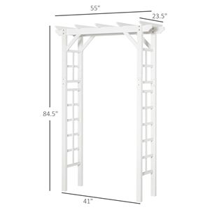 Arco per Piante Rampicanti da 2,1 m, Facile da Montare, in Legno e Acciaio, con Pannelli Laterali in Abete Naturale e Rivestimento in Vinile Bianco per Esterni - Product Image 3