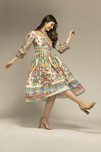 Vestido Midi con Estampado Multicolor de Diseño Premium para Mujer, Vestido para Bodas y Fiestas Casuales, Precio de Exportación - Product Image 2