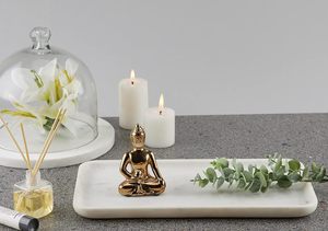 Minimalist <b>White</b> Marble Vanity Tray Natural Stone Jewelry Tray Luxury Bathroom Countertop Organizer Dish - Product Image 4