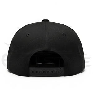 Casquette de baseball noire à visière plate avec logo personnalisé, couronne structurée, style streetwear moderne, chapeaux brodés promotionnels en gros - Product Image 4