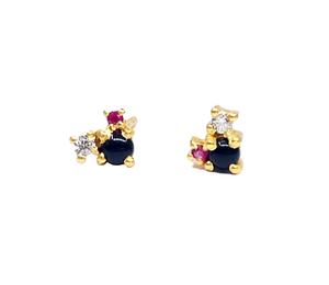 Pendientes Pequeños de Plata de Ley 925 Chapados en Oro, Hechos a Mano, Unisex, Clásicos, para Fiesta, MOQ Bajo, con Múltiples Piedras Preciosas, Gemvanity - Product Image 1
