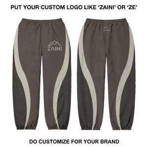 Pantalon coupe-vent gris pour homme Zaini Enterprises en toile de polyester durable 100 GSM, léger, avec cordon de serrage, pour l'automne, coupe incurvée - Product Image 1