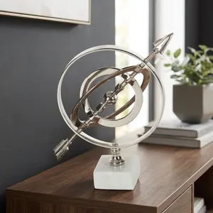 Sphère armillaire en métal et céramique, sculpture décorative, globe vintage antique, décoration nautique astronomique pour la maison, le bureau ou la table - Product Image 4