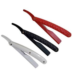 Red Black White Straight <b>Razor</b> With <b>Single</b> <b>Blade</b> For Barber Shop Face Shaving ABS Plastic Handle Stainless Steel <b>Blade</b> - Product Image 2