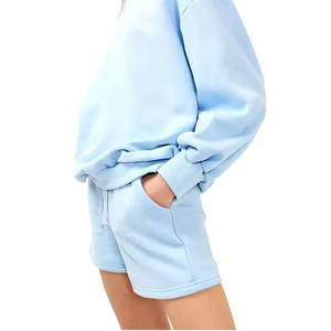 Ensembles décontractés d'été pour femmes, t-shirts et shorts 100 % coton, motifs unis, service OEM ODM, ensembles en solde pour femmes - Product Image 3