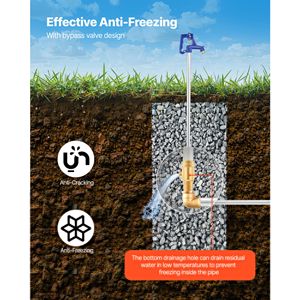 Rubinetto Esterno Antigelo da 1 m con Leva, Profondità di Interramento 30 cm, Connessione Tubo NPT da 3/4 pollici per Idrante da Giardino - Product Image 6