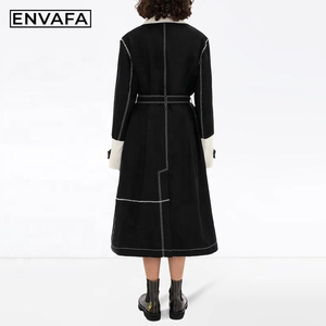 Custom Windbreaker Jacket New Contrast Sewing Belted <b>Trench</b> Coat Long Pocket Belt Warm <b>Trench</b> Coat Casual Outdoor Spring Coat - Product Image 2