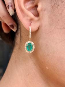 Pendientes de Esmeralda Real de 3.80 Quilates, Plata de Ley 925, Chapados en Oro, Estilo Étnico, Joyería de Boda, Elegante Regalo para Mujer - Product Image 5