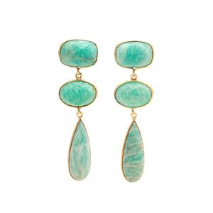 Amazonite Gemstone Drop & <b>Dangle</b> <b>Earrings</b> 18k <b>Gold</b> Vermeil Trendy Wedding Party Gift For Women's Wholesale Supplier - Product Image 1