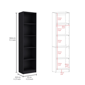 Libreria Black Home XS con 5 Ripiani e Design Sottile per Uso Ufficio - Product Image 3