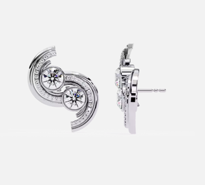 AMBER JEWELS Boucles d'oreilles unisexes en or massif 14 carats plaqué or, style vintage, pour fiançailles, mariage, fête, avec diamant de laboratoire taille brillant certifié IGI - Product Image 2