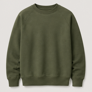 Customize <b>Moss</b> <b>Green</b> Mens Oversized Athletic Wide Rib Crewneck Pullover Sweatshirt Dense Cotton Blend Fleece MCRW-0034 - Product Image 1