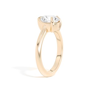 Bague de fiançailles de luxe pour femme Ando Brilliant Sloping Semi-Bezel en or massif 14 carats avec diamant taille poire certifié IGI - Product Image 5