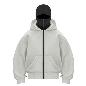 Hoodie Balaclava Streetwear Demi-Zip Double Couche Personnalisable Logo Personnalisé Coton Lourd Haute Qualité 100% Coton Hiver - Product Image 1