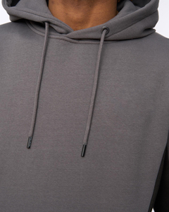Men's Gray Hooded Fleece Sweatshirt Regular Fit Solid Color Casual Autumn Wear - Product Image 3