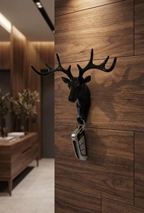 Premium Reindeer Mirror Finish Metal <b>Key</b> Holder <b>Wall</b> <b>Hook</b> Decorative Accent For Living Room Bedroom And Hallway WallsFrom India - Product Image 2