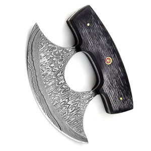 Couteau Ullu Burraq personnalisé fait main en acier Damas, manche en bois, trancheur à pizza, fourreau en cuir, ambidextre, écologique - Product Image 3