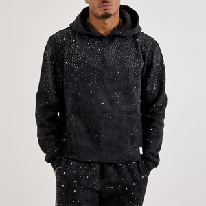 Survêtement léger coupe classique pour homme, coupe-vent, avec strass, en coton épais 100% chaud - Product Image 3