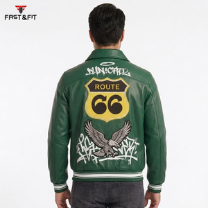 Veste universitaire en toile avec logo personnalisé pour hommes, style streetwear, broderie noire, respirante, coupe-vent, 100% coton - Product Image 5