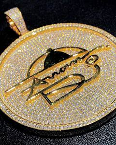 Men Jewelry Diamond Tester 14K Gold Plated 925 Silver Charm Letter Name Logo Hip Hop Iced Chain Custom VVS Moissanite Pendant - Product Image 3