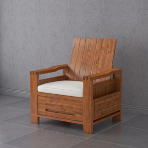 Classic Teak <b>Wood</b> Armchair | Solid Indonesian <b>Wood</b> <b>Frame</b> Asian Single Lounge <b>Sofa</b> Chair Sustainable Durable for Living Room - Product Image 1