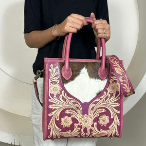 Sac fourre-tout en cuir véritable fait main, design de luxe, best-seller, sac à main en cuir de vachette, sac à bandoulière pour cowgirl - Product Image 4