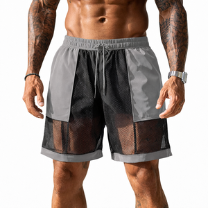 Pantalones Cortos Deportivos de Malla de Doble Capa para Hombre, Transpirables, de Secado Rápido, con Cintura Elástica y Cordón Ajustable, Proveedor OEM al por Mayor - Product Image 1