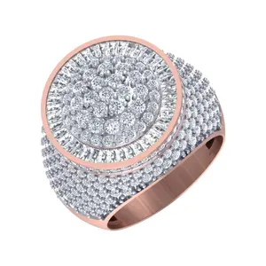 Hip-Hop Style Diamond Ring for Men's in 10kt Rose White Gold in VVS Round Natural Diamond at Manufacturer Rate