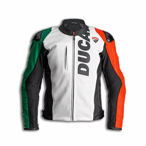 Chaqueta de Motocicleta Ducati de Cuero Estampado Corse Tricolore para Propietarios de Panigale V4, Resistente al Viento, Unisex, para Primavera - Product Image 1