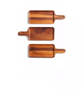 Tabla de Servir y Bandeja de Desayuno Minimalistas y Ecológicas de Madera de Acacia Natural |   Plato para Comida de Fiesta Duradero de la India - Product Image 3