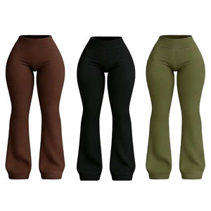 Pantalon évasé taille mi-haute personnalisé en dentelle pour femme, jambe large, avec impression de logo personnalisée, broderie, marque privée - Product Image 6