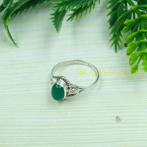 Natural <b>Green</b> Onyx 925 Sterling Silver Ring Handmade Oval Cabochon Gemstone Ring Women Her Designer <b>Jewelry</b> Wholesale Supplier - Product Image 3