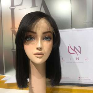 Bob peluca estilo recto 14 pulgadas con cierre de flecos 5by5 extensiones de cabello C-part, cabello humano vietnamita - Product Image 1