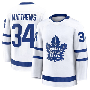 Custom Hockey Jersey White Blue V-Neck Full-Sleeve Ice Hockey Teamwear Sublimation Print 100% Polyester Eco-Friendly Breathable - Product Image 2